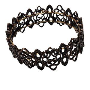 Vintage Elegant Bronze Floral Brass Filigree Bangle Bracelet Fashion Jewelry